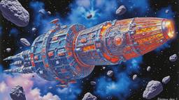 Chrystal Space station floats amoungst the asteroid field, Paradigm 13 · FFF\RB\P13\008\011