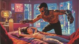 A cyborg Yakuza with tattoos