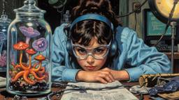 Cute scifi girl wearing Headphones and eye screens, Paradigm 13 · FFF\RB\P13\025\001