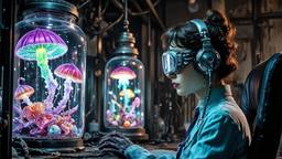 Cute scifi girl wearing futuristic metalic clothing covered in tubes…, Paradigm 13 · FFF\RB\P13\038\001