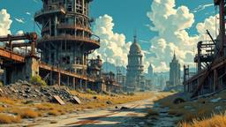Distopian ruined futristic city scene, Paradigm 13 · FFF\RB\P13\045\002