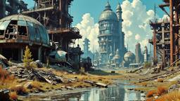 Distopian ruined futristic city scene, Paradigm 13 · FFF\RB\P13\061\002