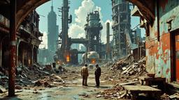A group of scientist in gas masks huddle studying the…, Paradigm 13 · FFF\RB\P13\062\002