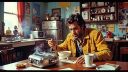 Scene from a movie set in 1980's new york apartment, Paradigm 13 · FFF\RB\P13\072\002