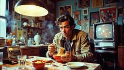 Scene from a movie set in 1980's new york apartment, Paradigm 13 · FFF\RB\P13\072\003