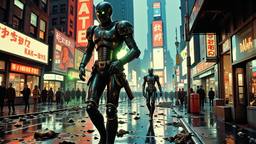 Dark sinister cyborgs rampaging through 1980's manhateen streets of new…, Paradigm 13 · FFF\RB\P13\082\003