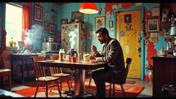Scene from a movie set in 1980's new york apartment, Paradigm 13 · FFF\RB\P13\086\002