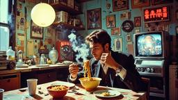 Scene from a movie set in 1980's new york apartment, Paradigm 13 · FFF\RB\P13\086\003