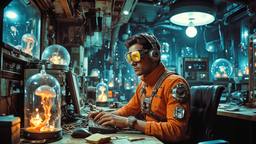 Cute scifihero man in futurisc costume, Paradigm 13 · FFF\RB\P13\090\005