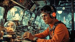 Cute scifihero man in futurisc costume, Paradigm 13 · FFF\RB\P13\090\008