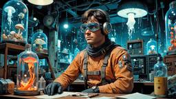 Cute scifihero man in futurisc costume, Paradigm 13 · FFF\RB\P13\090\013