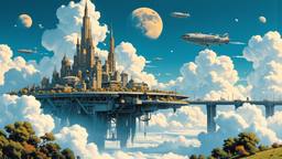 Future utopia sky city in the clouds