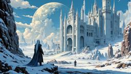 Distopian old Ice queen wrapped in furs