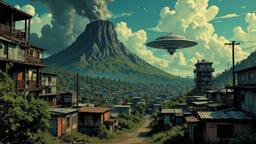 Secret UFO base emerging from a jungle volcano, Paradigm 13 · FFF\RB\P13\103\001