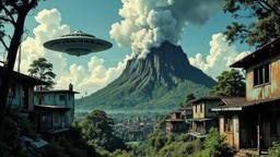 Secret UFO base emerging from a jungle volcano, Paradigm 13 · FFF\RB\P13\103\003