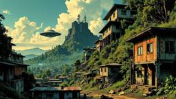 Secret UFO base emerging from a jungle volcano, Paradigm 13 · FFF\RB\P13\103\004