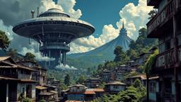 Secret UFO base emerging from a jungle volcano, Paradigm 13 · FFF\RB\P13\103\006