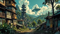 Secret UFO base emerging from a jungle volcano, Paradigm 13 · FFF\RB\P13\103\007