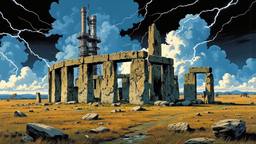 Stone henge covered in technology and pylons puming in high…, Paradigm 13 · FFF\RB\P13\107\003