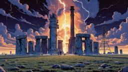 Stone henge covered in technology and pylons puming in high…, Paradigm 13 · FFF\RB\P13\107\004