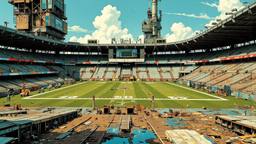 Decaying football stadium turned into a distopian space port, Paradigm 13 · FFF\RB\P13\110\006