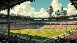 Decaying football stadium turned into a distopian space port, Paradigm 13 · FFF\RB\P13\110\007