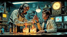 Hero recieves time crystals in a scince lab from an…, Paradigm 13 · FFF\RB\P13\113\008