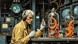Hero recieves time crystals in a scince lab from an…, Paradigm 13 · FFF\RB\P13\113\009
