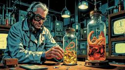Hero recieves time crystals in a scince lab from an…, Paradigm 13 · FFF\RB\P13\113\015