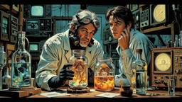 Hero recieves time crystals in a scince lab from an…
