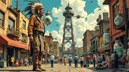 An old american indian chief in full headdress is surounded…, Paradigm 13 · FFF\RB\P13\120\001