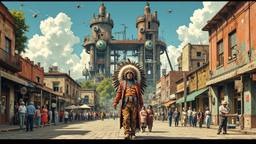 An old american indian chief in full headdress is surounded…, Paradigm 13 · FFF\RB\P13\120\007