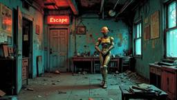 Sex Robot in a futuristic distopian dirty brothel, Paradigm 13 · FFF\RB\P13\122\004