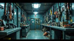 Weapons armoury on a futuristic distopian battle cruiser, Paradigm 13 · FFF\RB\P13\127\002