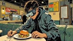 A very tall young teenage boy dressed in futuristic clothing…, Paradigm 13 · FFF\RB\P13\134\001