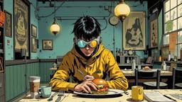 A very tall young teenage boy dressed in futuristic clothing…, Paradigm 13 · FFF\RB\P13\134\002