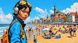 A vivid portrayal of a beach scene, Paradigm 13 · FFF\RB\P13\138\005