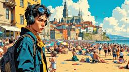 A vivid portrayal of a beach scene, Paradigm 13 · FFF\RB\P13\138\007