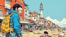 A vivid portrayal of a beach scene